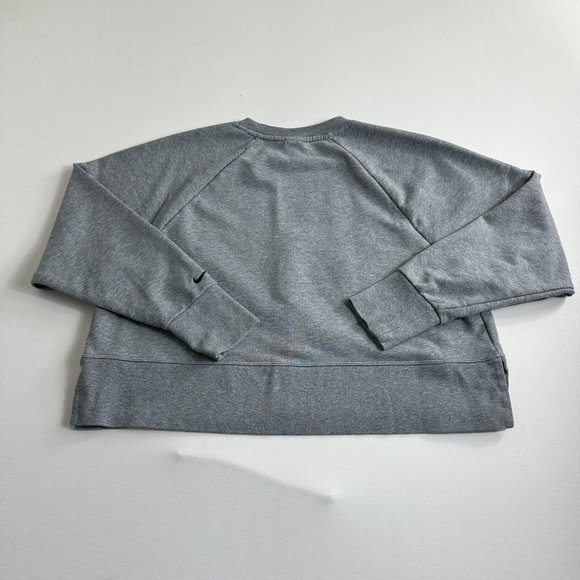 NIKE Cropped Sweatshirt Women's Size Medium Dri-Fit Gray Raised Logo Raglan - Picture 3 of 7
